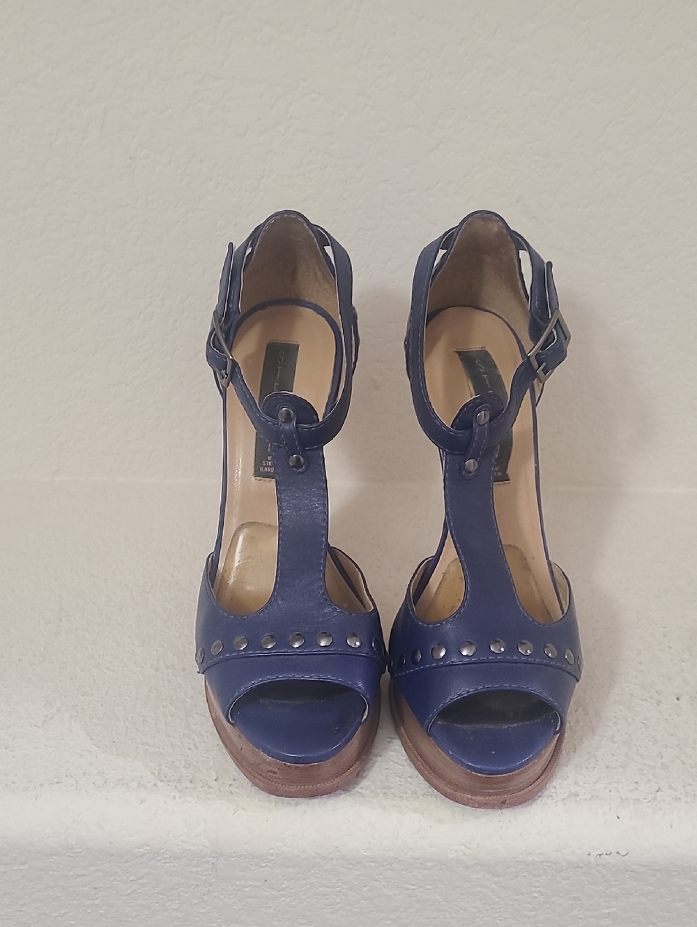 Steven By Steve Madden Navy Studded T-Strap Platform Sandals